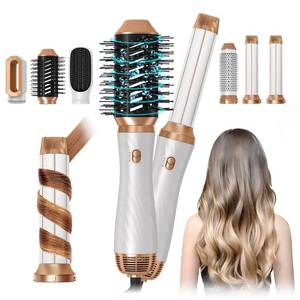 lot 22440 image: Hair Dryer Brush, 6 in 1 Upgrade Detachable Blow Dryer Air Styler Wrap Curler, Hot Air Brush Curly Twist Curling Iron, Travel Hair Styling Tool Negative Ion Blow Dryer Hot Styler