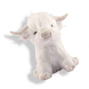 lot 22444 image: EVOLVEOVER Highland Cow Stuffed Animal Realistic Fluffy Scottish Plush Cow Farm Toys (White)