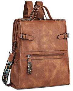 lot 22459 image: FADEON Leather Laptop Backpack for Women, Designer Ladies Work Travel Computer Backpack with Laptop Compartment Purse Brown