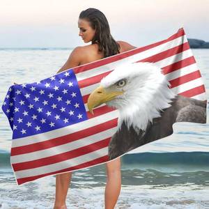 lot 22466 image: BOENLE American Eagle USA Flag Beach Towel for Women Men, Sand Free Bath Towel Absorbent Quick Dry Soft Lightweight Blanket Travel Gym Camping, 30x60 in