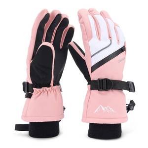 lot 22471 image: Ski Gloves for Men Women - Winter Snow Gloves Windproof & Waterproof for Cold Weather, Thinsulate Warm Snow Sports Gloves with Pocket Skiing Snowboarding Snowmobile Gloves for Adult Youth Pink S