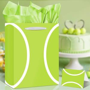 lot 22484 image: Tennis Gift Bag Large Tennis Gift Wrap Bags with Tissue Paper Greeting Card Decorations for Sports ball Party Favor Tennis Themed Birthday Party Goodie Gifts Wrapping Bags for Kids Adult Team Supplies