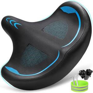 lot 22488 image: CDYWD Oversized Bike Seat for Men & Women Comfort, Extra Wide Bicycle Seat Cushion, Comfortable Wing Padded, Large Replacement Bike Saddle for Peloton Bike, Stationary Exercise Bike, City Bike, Ebike