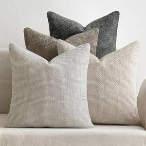 lot 22492 image: MIULEE Pack of 4 Couch Throw Pillow Covers 18x18 Inch Neutral Soft Decorative Chenille Pillow Covers Farmhouse Boho Cushion Covers for Mid Century Modern Home Decor Sofa Bedroom Living Room