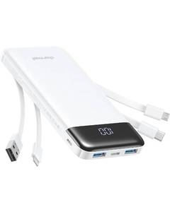 lot 22504 image: Portable Charger with Built in Cables, Portable Charger with Cords Wires Slim 10000mAh Travel Battery Pack 6 Outputs 3 Inputs 3A Fast Charging Power Bank for Samsung Google Pixel LG Moto iPhone iPad