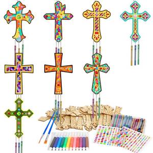 lot 22514 image: gisgfim 16 Pack Easter Cross Wind Chime Crafts Kits for Kids Make Your Own Sunday School Craft Religious Christian Crafts Wooden DIY Arts for Party School Classroom Decorations Supplies Birthday Favor