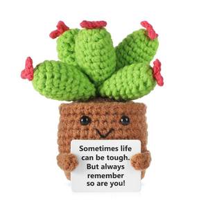 lot 22521 image: Cute Crochet Succulent Doll, Funny Positive Potted Plants Crochet Encouraging Potato Ornament Knitted Gifts for Adults Kids Home Office Desk Decoration