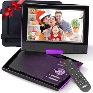 lot 22524 image: SUNPIN New 11.5 Portable DVD Player for Car and Kids, 9.5 Swivel Brightness Enhanced Screen, with Car Charger and Headrest Mount, Upgraded Remote Control, 5 Hours Battery, Dual Earphone Jack(Purple)