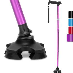lot 22525 image: REHAND Walking Cane for Men & Women - Foldable, Adjustable, Lightweight, Self Standing Pivot Walking Cane, Soft Handle Grip, with Travel Bag, Walking Sticks for Seniors & Adults (Purple)