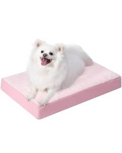 lot 22526 image: KSIIA Orthopedic Dog Bed Dog Crate Bed Waterproof Dog beds for Medium Dogs Deluxe Plush Washable Dog Bed with Egg Crate Foam & Removable Cover, 29 x 18 Inch, Pink