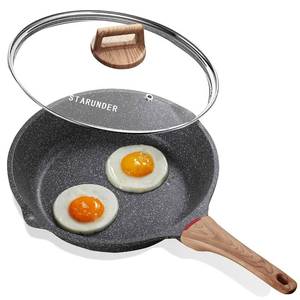 lot 22530 image: Starunder Induction Nonstick Skillet Frying Pan With Lid,Swiss Granite Omelette Pan, Scratch-Resistant Safe Cookware Set - PFOA Free(8 inch)