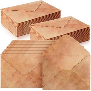 lot 22537 image: Seajan 100 Pcs Deckle Edge Vintage Antiqued Envelope 200 GSM Thick Cotton Watercolor Decorative Paper Envelopes for Craft Announcement Invitation Greeting Card(5.25 x 7.25 Inch)