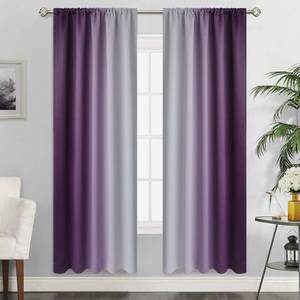 lot 22552 image: SimpleHome Ombre Room Darkening Curtains for Living Room, Light Blocking Gradient Purple to Grayish White Thermal Insulated Rod Pocket Window Curtains Drapes for Bedroom, 2 Panels, 52x72 inches Length