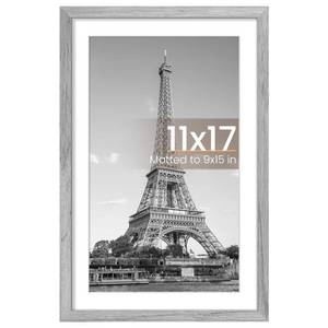 lot 22560 image: upsimples 11x17 Picture Frame, Display Pictures 9x15 with Mat or 11 x 17 Without, Wall Hanging Poster Frames, Gray, 1 Pack