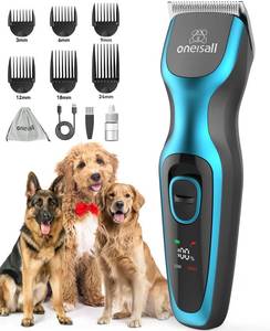 lot 22572 image: oneisall Dog Clippers for Grooming for Thick Coats with Detachable Stainless Steel Blade Cordless Waterproof Rechargeable Dog Grooming Kit for Body DTJ001