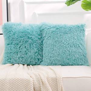 lot 22586 image: NordECO HOME Luxury Soft Faux Fur Fleece Cushion Cover Pillowcase Decorative Throw Pillows Covers, No Pillow Insert, 18 x 18 Inch, Teal Green, 2 Pack