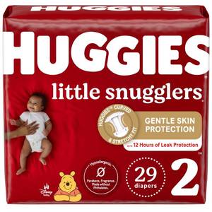 lot 22588 image: Huggies Size 2 Diapers, Little Snugglers Baby Diapers, Size 2 (12-18 lbs), 29 Count