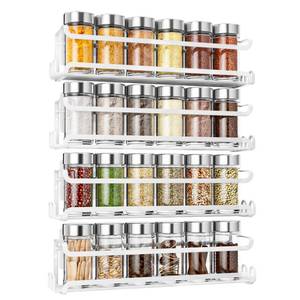 lot 22590 image: LUCYCAZ 4 Pack Wall Mounted Spice Rack with 16 Hooks, Spice Organizer for Cabinet Pantry Door,Screw or Adhesive Spice Shelf Hanging Wall Spice Rack in Kitchen and RV (White, 4 PACK)