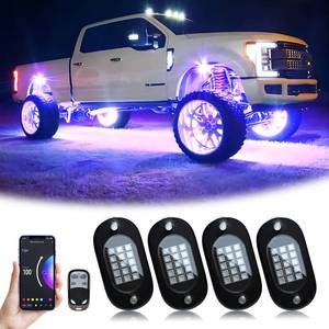 lot 22591 image: YiLaie RGB LED Rock Lights, 60 LEDs High Brightness Multifunction Neon underglow Kit Waterproof Light with APPRF Control Multicolor Lights for ATV RZR UTV SUV Off Road Car, DC 12V (4 Pods)