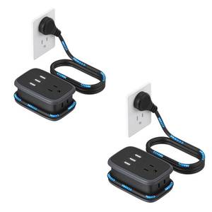 lot 22597 image: 2 Pack Travel Power Strip, NTONPOWER Portable Flat Plug Power Strip with 2 Outlets 3 USB Ports, Wrapped Extension Cord 3 ft, Cruise Approved, Compact Size for Home Office Hotel, Travel Essentials