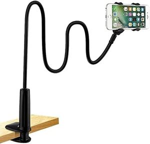 lot 22611 image: Gooseneck Universal Phone Holder for Bed, Desk, Headboard, Bed, Bedside, Table, Lazy Bracket Flexible Gooseneck Long Arm Stand 360 Adjustable , Overhead Cell Phone Clamp Mount, for All 3.5-7 Devices