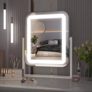 lot 22615 image: Biyatuos Vanity Mirror with Lights,9.8x11.8LED Makeup Mirror,3 Colors Modes,Touch Control,Detachable 10X Magnification Mirror,360°Rotation,White