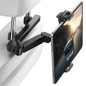 lot 22616 image: Lamicall Car Headrest Tablet Holder - 3 in 1 Extension Arm Adjustable Tablet Car Mount for Back Seat, Road Trip Essentials for Kids, for 4.7-11 Device Like iPad Pro, Air, Mini, Galaxy, Fire, Black