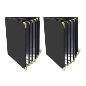 lot 22621 image: Menu-Covers 8.5 X 11 Restaurant - 2 Pack Menu Sleeve 4 Page 8 View Premium Faux Leather Transparent Black for Bar Cafe Book Folder