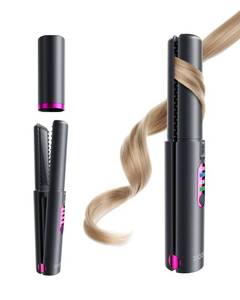 lot 22628 image: XCOOL Cordless Hair Straightener and Curler 2 in 1, Mini Curling Iron Straightener Combo with 5000mAh Battery, Portable Ceramic Flat Iron for Travel, USB-C Rechargeable, 15s Fast Heating, Gray