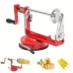 lot 22631 image: Potato Tornado Spiral Slicer, Manual Twist Cutter with Suction Base, Red