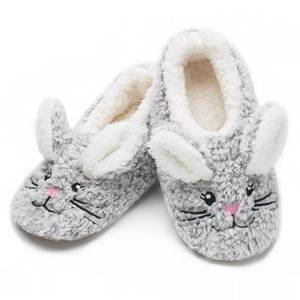 lot 24314 image: cosyone1997 Cute Slippers for Women Adults Kids Girls Teens, Fuzzy Bedroom Shoes Indoor, Soft Cozy Fluffy House Socks, Unique Funny Christmas Gifts for Mom Grandma Animal Lovers, Grey Bunny Size 11-12