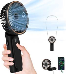 lot 24324 image: TUNISE Portable Handheld Fan, 4000mAh, 180 Adjustable, 6 Speed Wind, Display Electricity in Real Time, USB Rechargeable Foldable Personal Fan