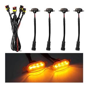 lot 24330 image: Dickno 4PCS Car Grille Lights, Bright Amber LED Grill Lights with Wiring Harness, Waterproof Front Grill Trim Lamps, Vehicle Exterior Grille Lamps Compatible with F150 F250 F350 (BlackYellow)