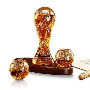lot 24333 image: CRAKTH World Cup Trophy Whiskey Glass Decanter Set Gift for Dad, Soccer Gifts for Men Whiskey Lovers, Liquor Decanter for Bourbon Alcohol Scotch with 2 Glasses, Home Bar Accessories Man Cave Decor