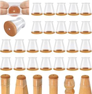 lot 24350 image: 24 Pcs Chair Leg Floor Protectors for Hardwood Floors Silicone Covers to Protect Wood Tile Floors Scratches Felt Pads Furniture Leg Caps No Noise (Fit0.5-0.89)