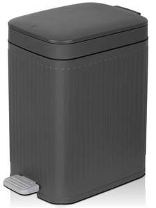 lot 24354 image: rejomiik Small Bathroom Trash Can with Lid Slim Soft Close Garbage Can Step Wastebasket Container Trash Bin for Office Bedroom Kitchen Living Room (1.9 Gallon Dark Gray)