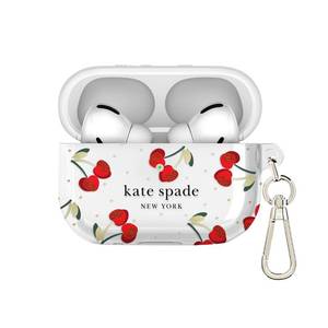 lot 24362 image: kate spade new york AirPods Pro Protective Case with Keychain Ring - Cherry Dot, Compatible with AirPods Pro 2nd  1st Generation