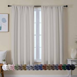 lot 24368 image: Simplebrand Ava Natural Blackout Curtains for Bedroom 63 Inch Length 2 Panels Set, Solid Thermal Insulated Energy Saving Rod Pocket Window Treatment Curtains Blackout Drapes, W40 x L63 Inch, Natural