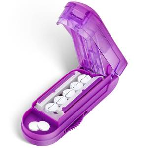 lot 24375 image: DUBSTAR Pill Cutter Splitter for Small and Tiny Pills, Multiple Pill Cutters for Small or Large Pills, Adjustable Pill Splitter with Centering Device and Blade Guard for Multi Tablets (Purple)