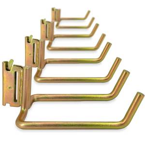 lot 24376 image: POROHOM 4 Pack E-Track Heavy Duty Shovel Hanger for Store Long Handled Tools, Large Steel Tool Hook TieDown Accessories Cargo Tie Down Systems in Trucks, Trailers,with Spring Fitting Attachments