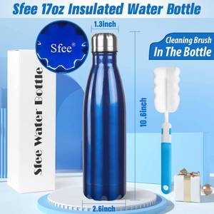 lot 24401 image: Sfee Insulated Water Bottle, 17 oz Stainless Steel Water Bottles, Double Wall Vacuum Reusable Water Bottles Leak Proof BPA-FREE Sports Bottle Cup Keep Hot&Cold for Running Gym Workout Cycling Kids