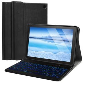 lot 24412 image: FunYaung Case with Keyboard for Amazon Fire HD 8 & 8 Plus (2024 Release), Detachable Rechargeable Backlit Keyboard Case with Type-C Cable for HD 8 14th (Black)