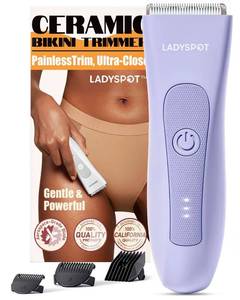lot 24414 image: Bikini Trimmer for Women, Pubic Hair Shaver for Women -Electric Hair Shaver Razors, LADYSPOT Shaving Sets,with 3 Guards,Replaceable Hypoallergenic Ceramic Blade,WetDry(Purple)