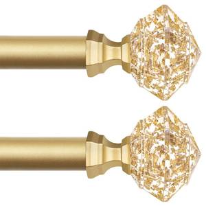lot 24421 image: TONIAL 2 Pack Curtain Rods for Windows 48 to 84 Inch, Telescoping Splicing 34 Single Rods 32 to 86 Inch Decorative Drapery Rod with Translucent Diamond Finial, Luxury Gold