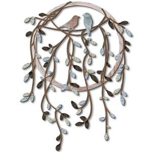 lot 24441 image: Ferraycle Metal Wall Art - Bird on Tree Branch Wall Silhouette Decor for Living Room, Garden, Bedroom, Office, Home Wall, Housewarming Party (Dark Color)