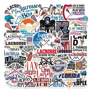lot 24442 image: Leisitator 50 PCS Lacrosse Stickers - Waterproof Vinyl Lacrosse Scrapbook Sticker Decal for Water Bottle, Laptop, Scrapbooking, Skateboard, Car, Luggage, Helmet