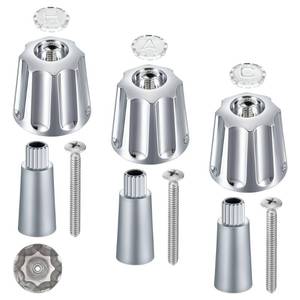 lot 24443 image: Enhon 3 Piece Shower Knobs Replacement with 3 Adapters, Shower Faucet Handles Compatible with Gerber Bathtub Faucet, 16 Point Broach Adapters for Short & Long Valve Stems, Easy Installation