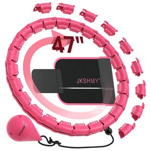 lot 24449 image: JKSHMYT Smart Weighted Fit Hoop Plus Size for Adults Weight Loss, Hula Circle-2 in 1 Infinity Fitness Hoop, 24 Links Detachable & Size Adjustable, with Waist Trainer for Women
