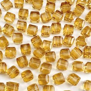 lot 24453 image: Jmassyang 100 Pieces 8mm Cube Crystal Glass Beads Square Spacer Beads with Hole for DIY Crafts Jewelry Making, Bracelets Necklaces Earrings Wind Chimes Suncatchers(Champagne)