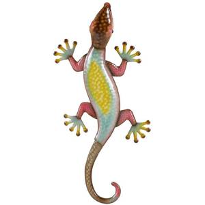 lot 24458 image: TICKCACY Lizard Metal Wall Art, 19.6 3D Handmade Lizard Sculpture Decor for Outdoor Indoor, Decorative Gecko Wall Hanging for Home Garden Fence Patio